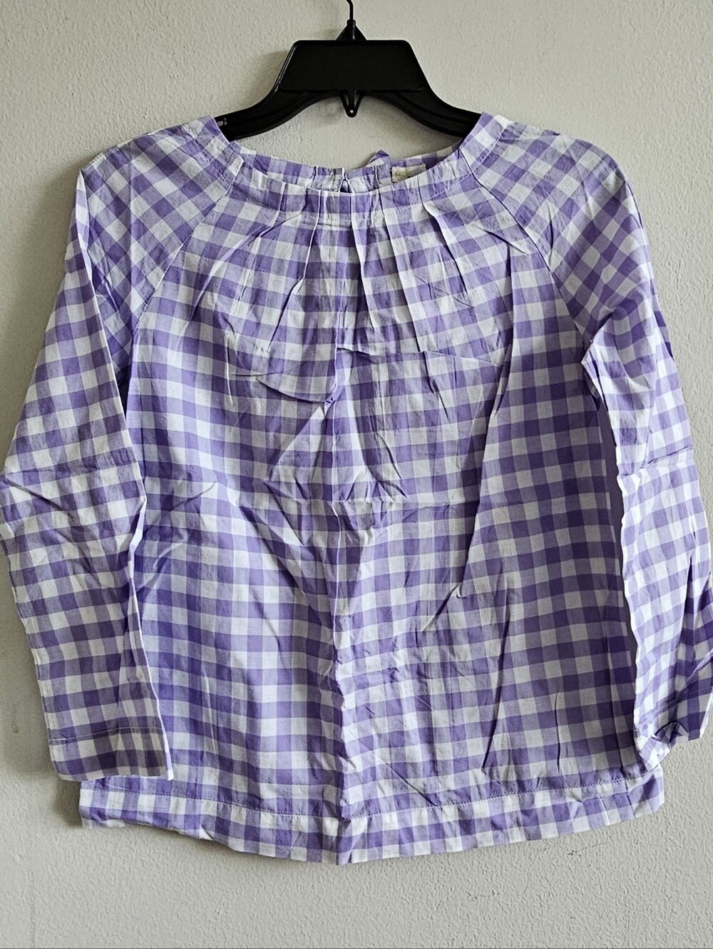 Crewcuts Lavender and White Gingham Long Sleeve Top Size 14